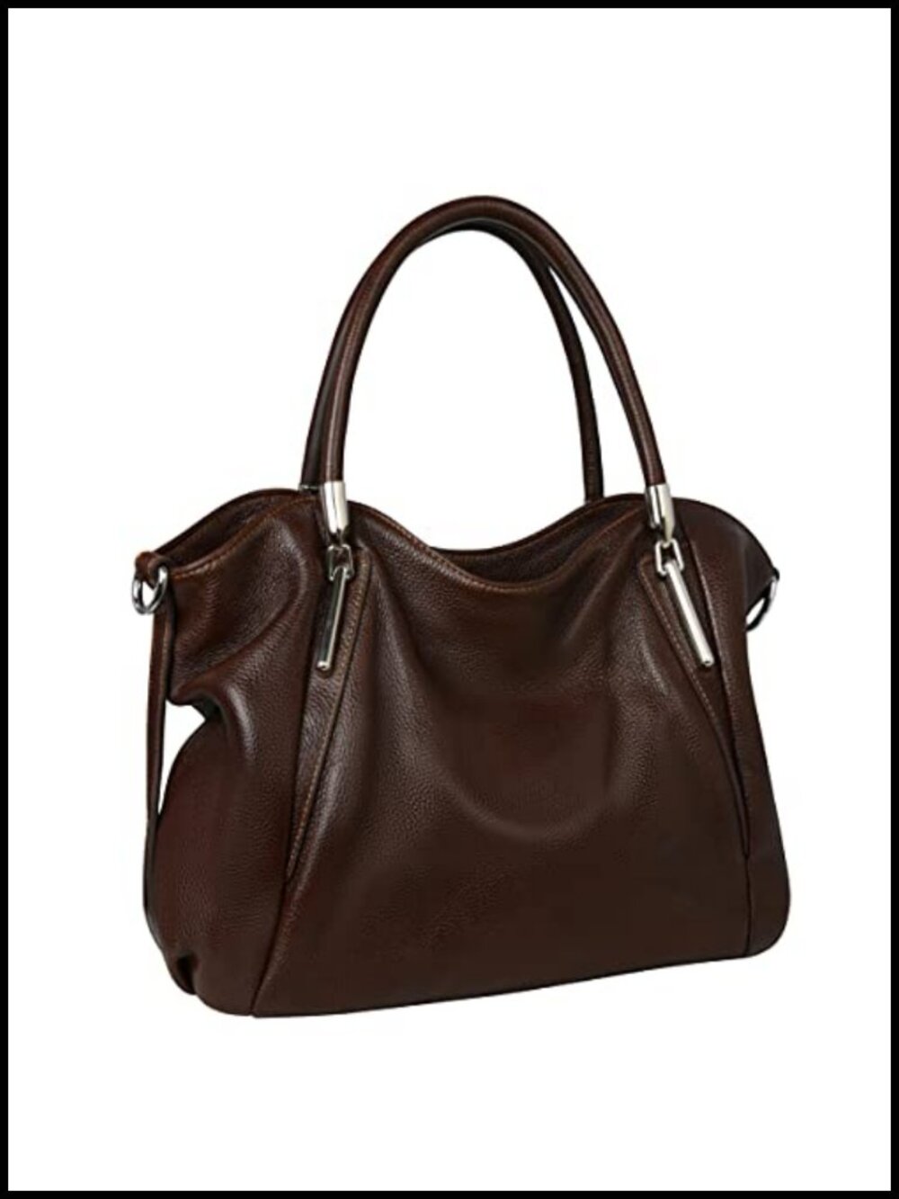 Genuine Cowhide Leather Hobo Shoulder Bag Detachable Strap Women Tote